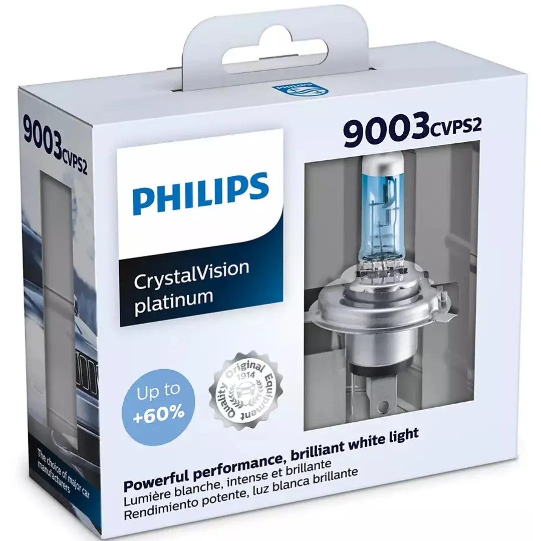 Philips 9003Cvps2 9003 Crystalvision Platinum 55W 12V Halogen Car Headlight Bulb (Pack Of 2) 1