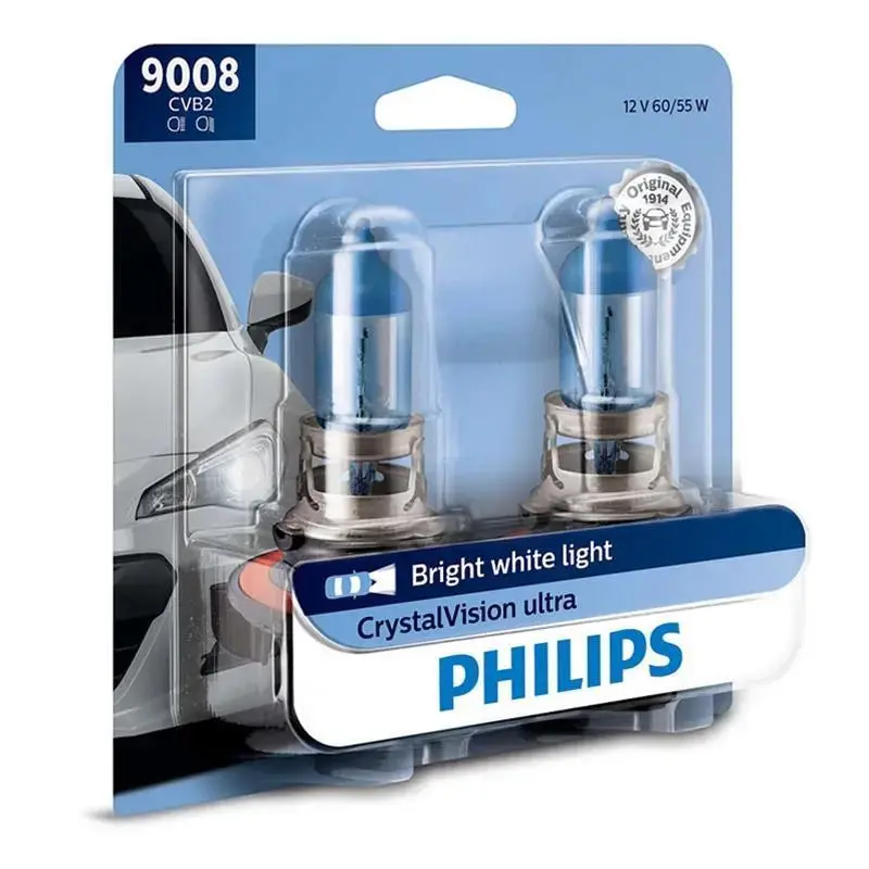 Philips 9008 H13 Crystal Vision Ultra Xenon Look Headlight Bulb (Pair) 1