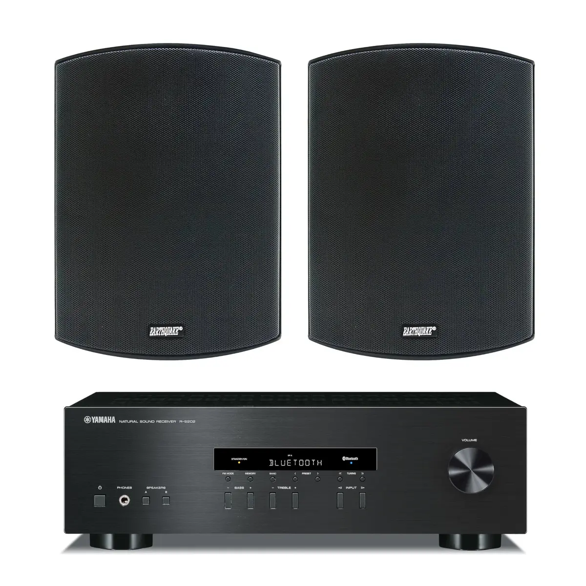 Earthquake Sound Aws-602B 6" Indoor Outdoor Speakers And Yamaha R-S202 2-Channel Stereo Receiver 1