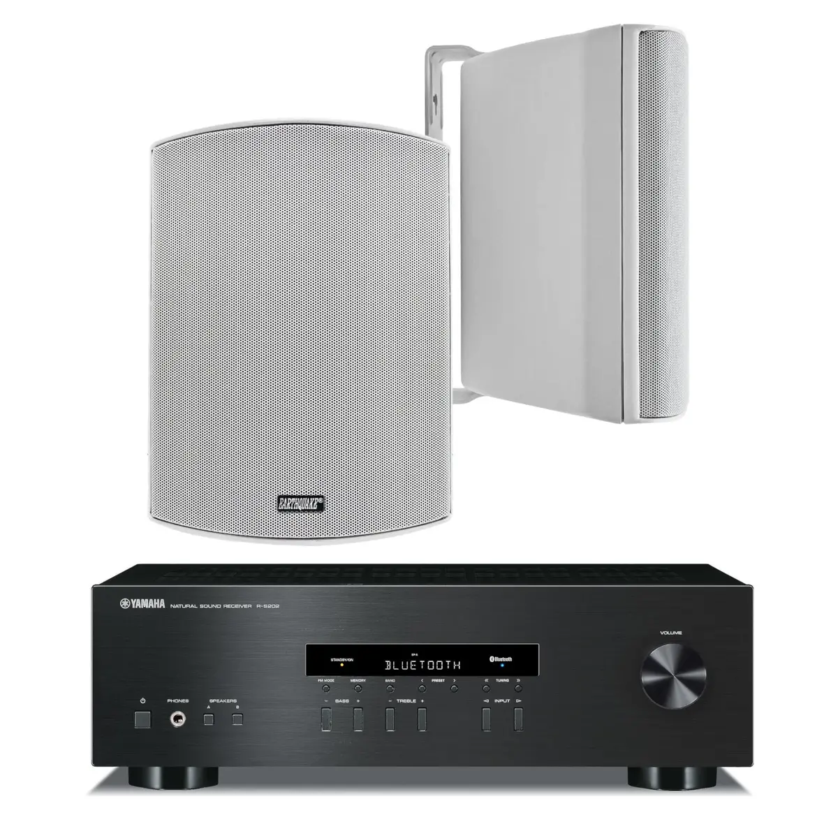 Earthquake Sound Aws-602W Indoor Outdoor Speakers And Yamaha R-S202 2-Channel Stereo Receiver 1