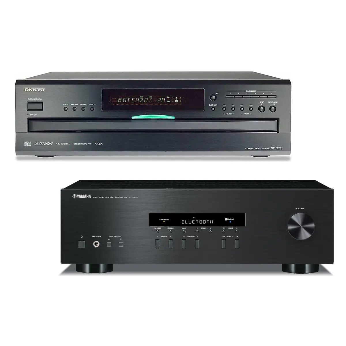 Onkyo Dx-C390 6-Disc Carousel Cd Changer Cd Player And Yamaha R-S202 2-Channel Natural Sound Stereo Receiver 1