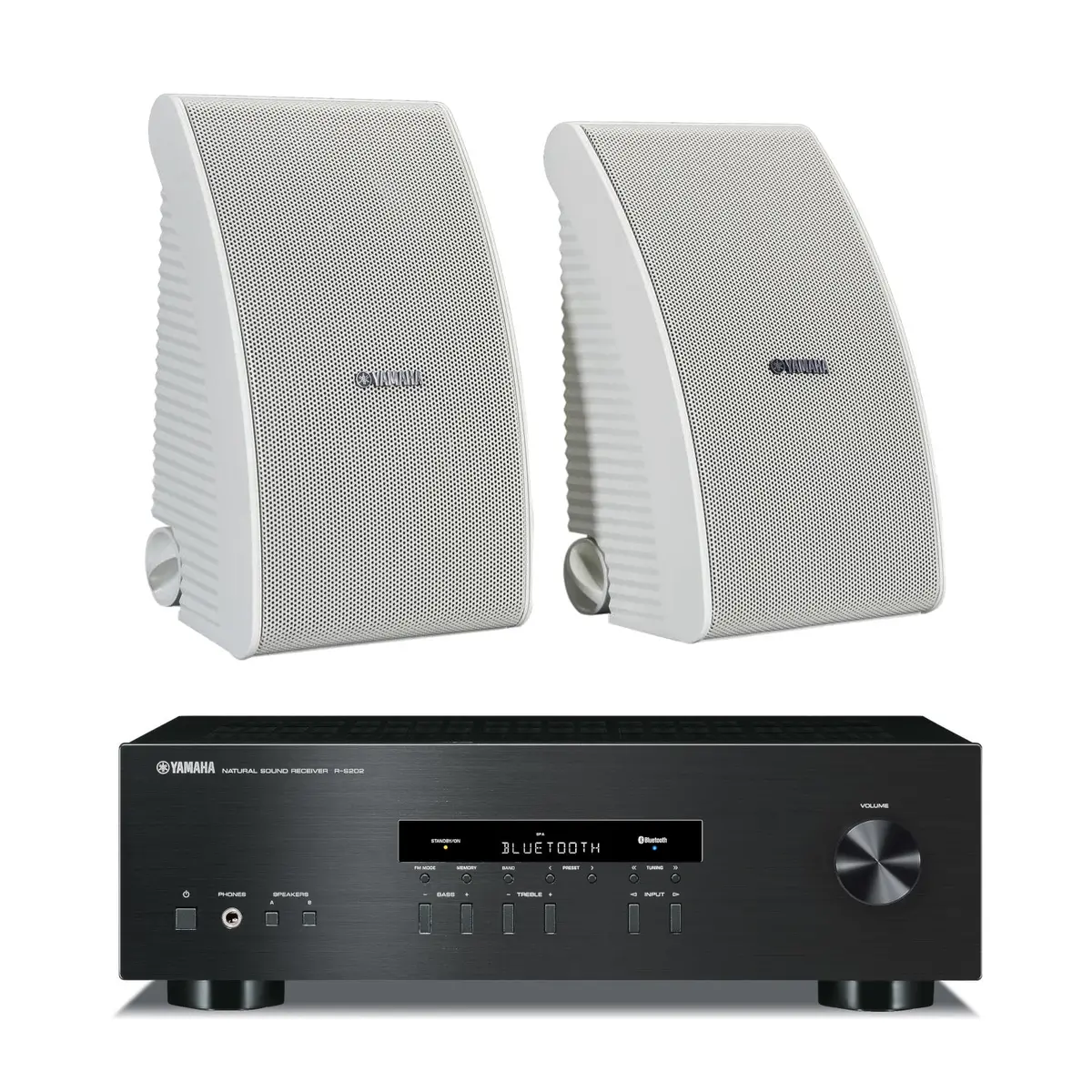 Yamaha Ns-Aw592wh 6.5" Indoor Outdoor Speaker And Yamaha R-S202 2-Channel Stereo Receiver 1