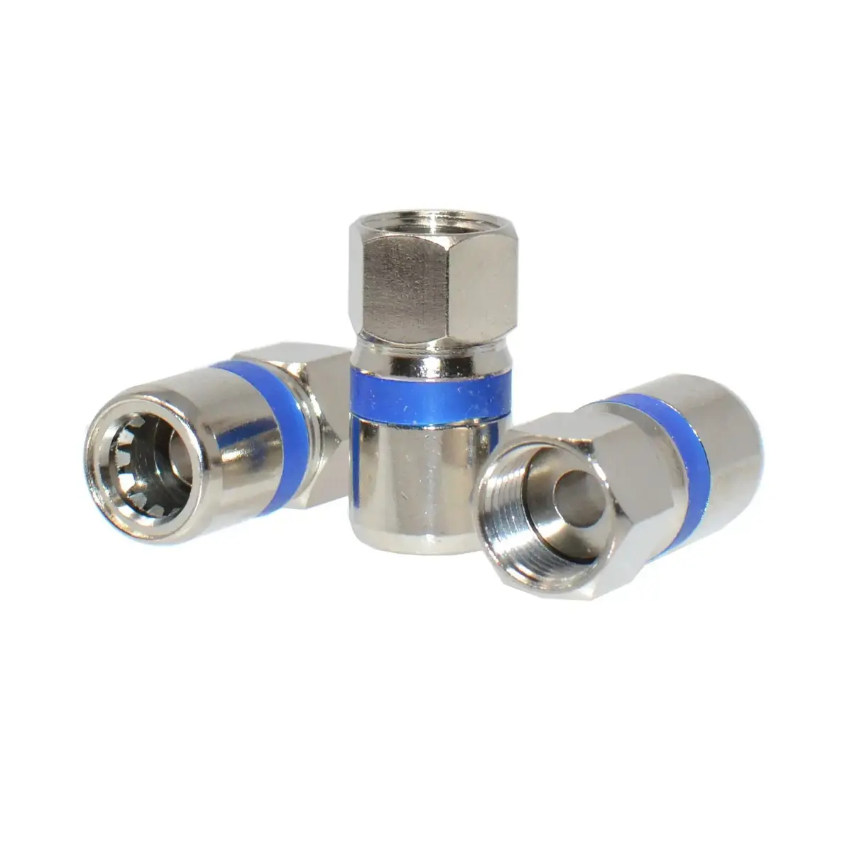 Rg6 Dual Shield Coaxial To Self Lock F-Type Compression Connector 1