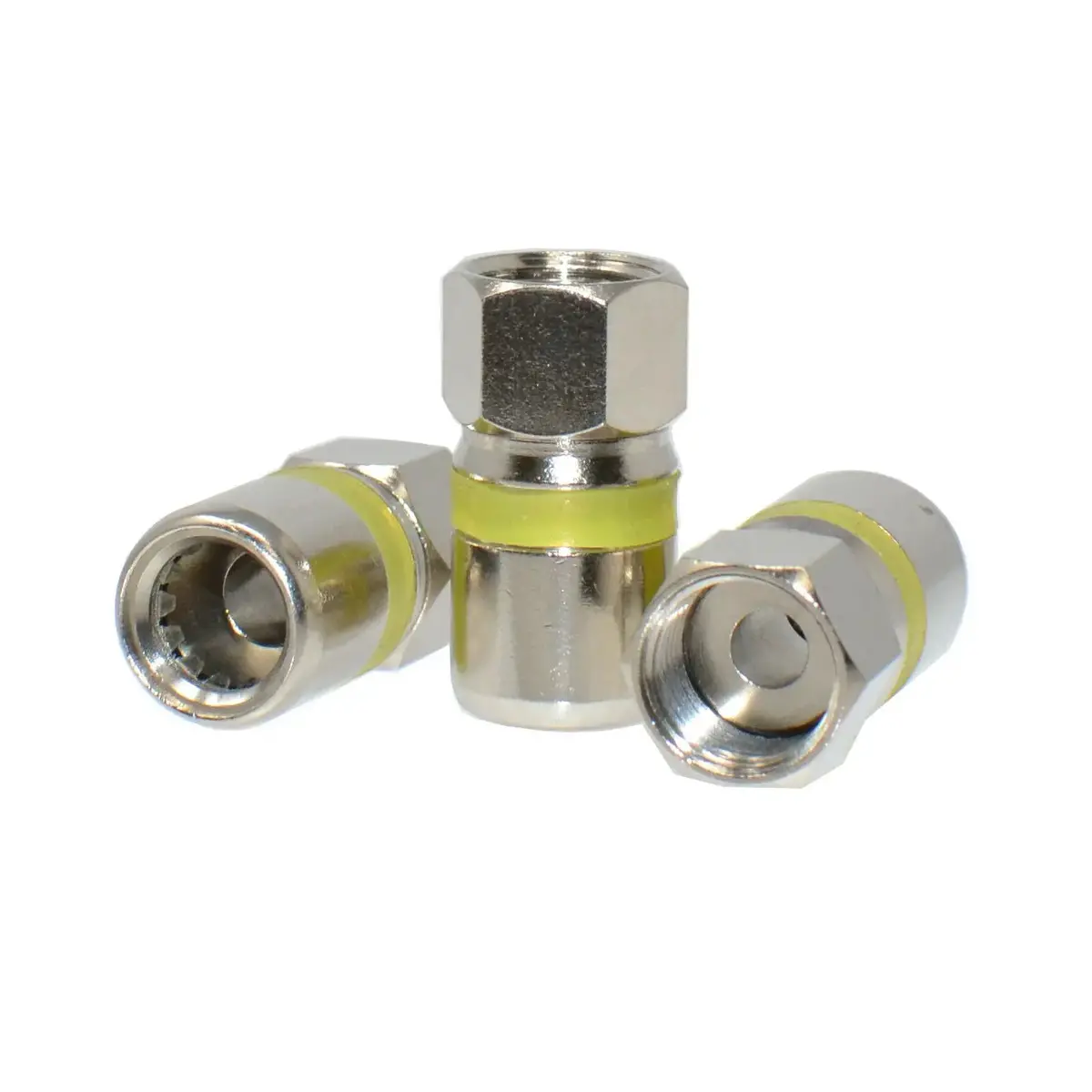 Rg6 Quad Shield Coaxial To Self Lock F-Type Compression Connector 1