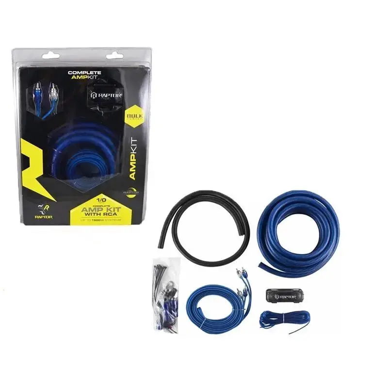 Raptor R2ak0 1/0 Gauge Complete Amp Kit W/ Rca For Up To 1500W Systems 1