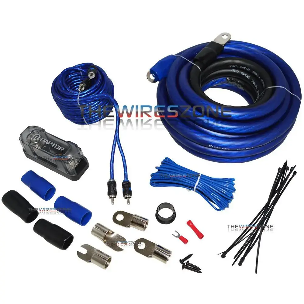 Raptor R4ak0 Mid Series 2400W 1/0 Gauge Amplifier Kit With Rca Cable 1