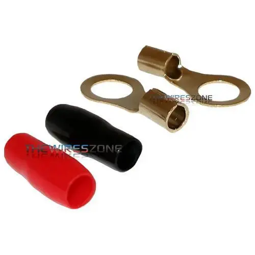 Raptor R4grt838 Gold Plated 8 Gauge 3/8" Ring Terminal (20/Pack) 1