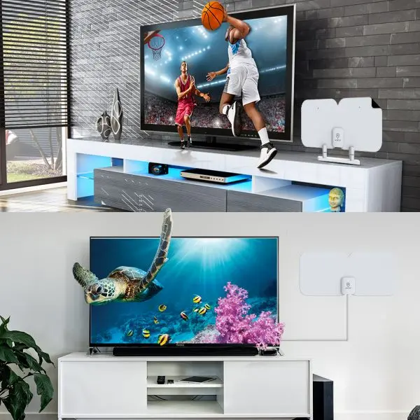 Antop Sbs-301 Hd Smart Antenna Hdtv & Fm Indoor Amplified Thin Antenna With Smart Boost System, 70 Mile Range - White 1