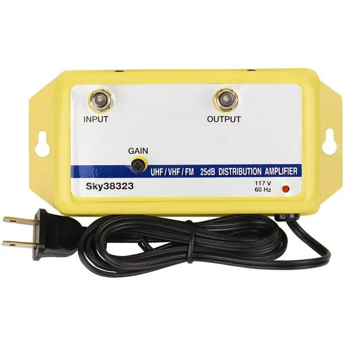 Homeworx Sky38323 25-Db Vhf/Uhf/Fm Distribution Amplifier W/ Variable Gain - Yellow. 1