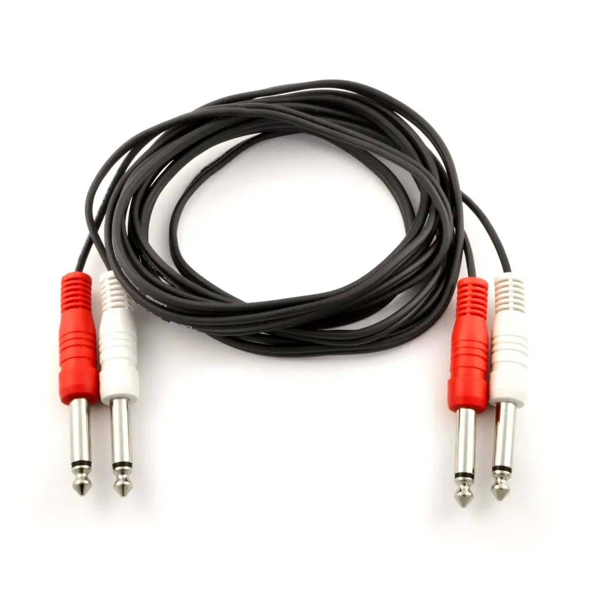 Stereo Interconnect Dual 1/4-Inch Ts To Dual 1/4-Inch Ts Audio Speaker Connector Cable Black 10Ft 1
