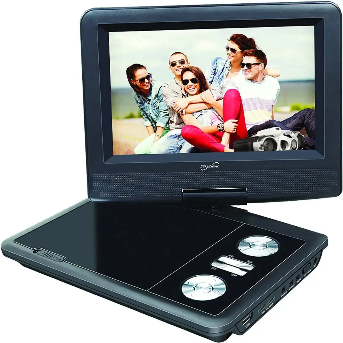 Supersonic Sc-257 7" Portable Dvd Player And Digital Tv With Usb ,Sd Inputs And Swivel Display 1