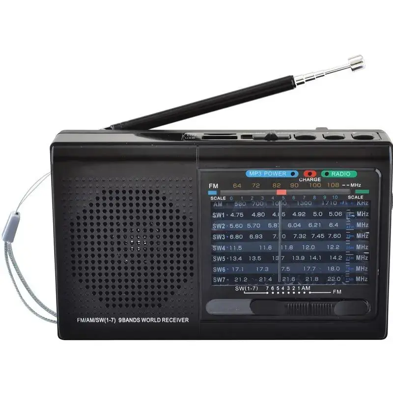 Supersonic Sc-1080Bt Black Rechargeable 9 Band Am/Fm Bluetooth Radio 1
