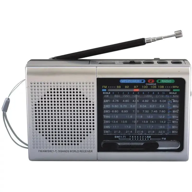 Supersonic Sc-1080Bt Silver Rechargeable 9 Band Am/Fm Bluetooth Radio 1