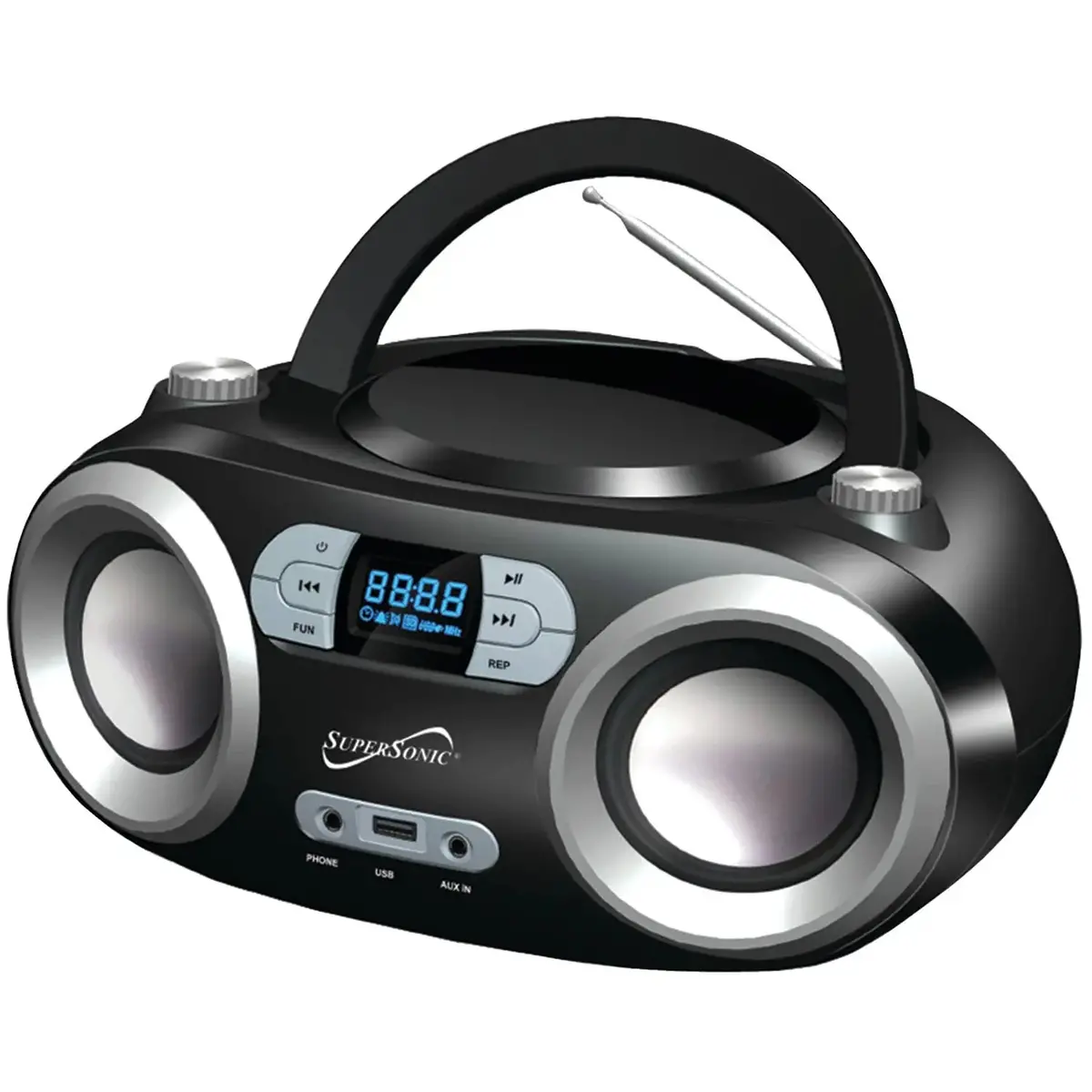 Supersonic Sc-509Bt Portable Bluetooth Audio System Built-In Usb & Aux (Black) 1