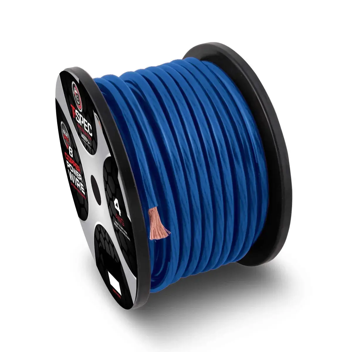 T-Spec V8gt4b-100 V8gt Series 4 Gauge 100Ft Ofc Ultra-Flexible Power Wire Spool Blue 1