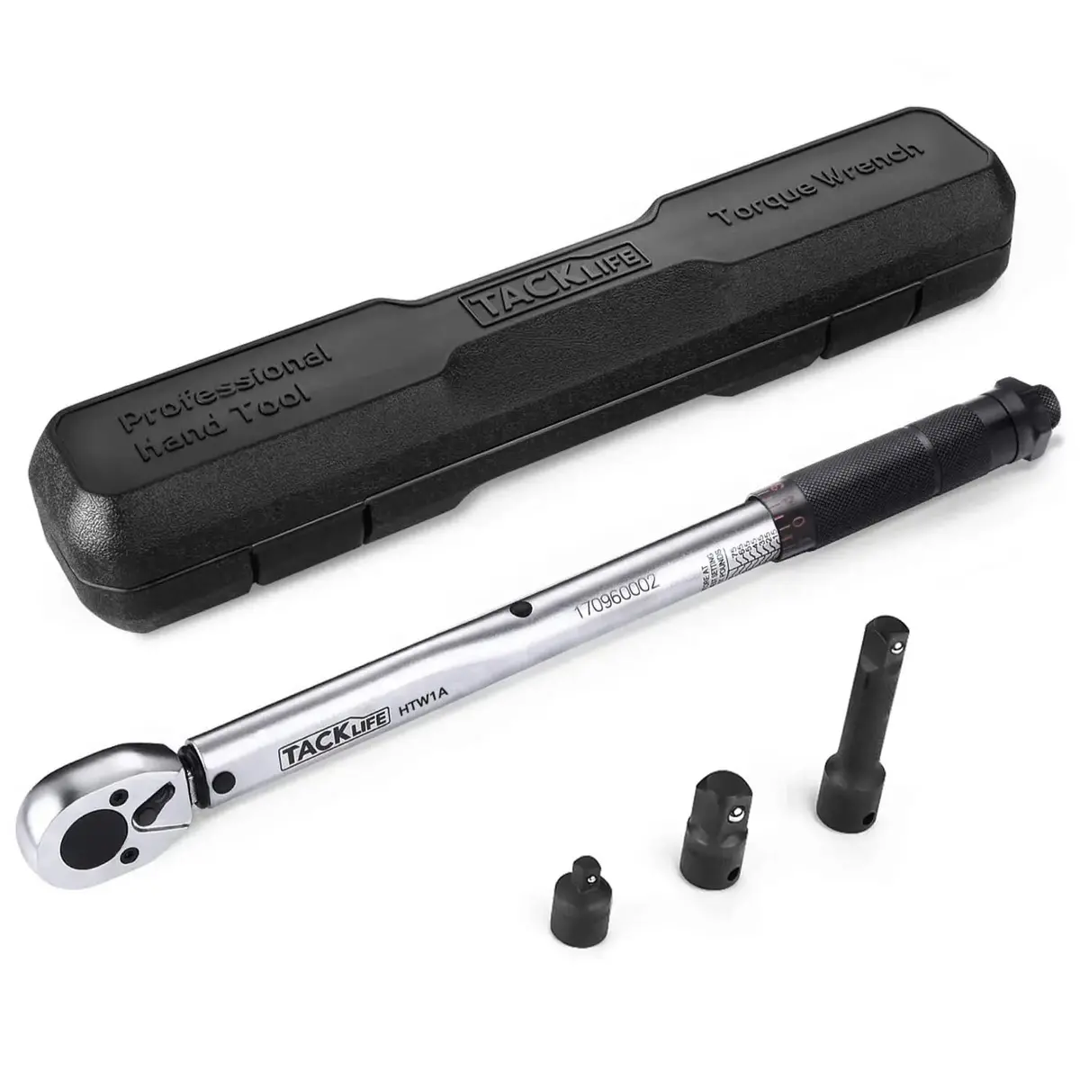 Tacklife 3/8" Drive Click Torque Wrench Set With Adapters And An Extension Bar (Htw1a) 1
