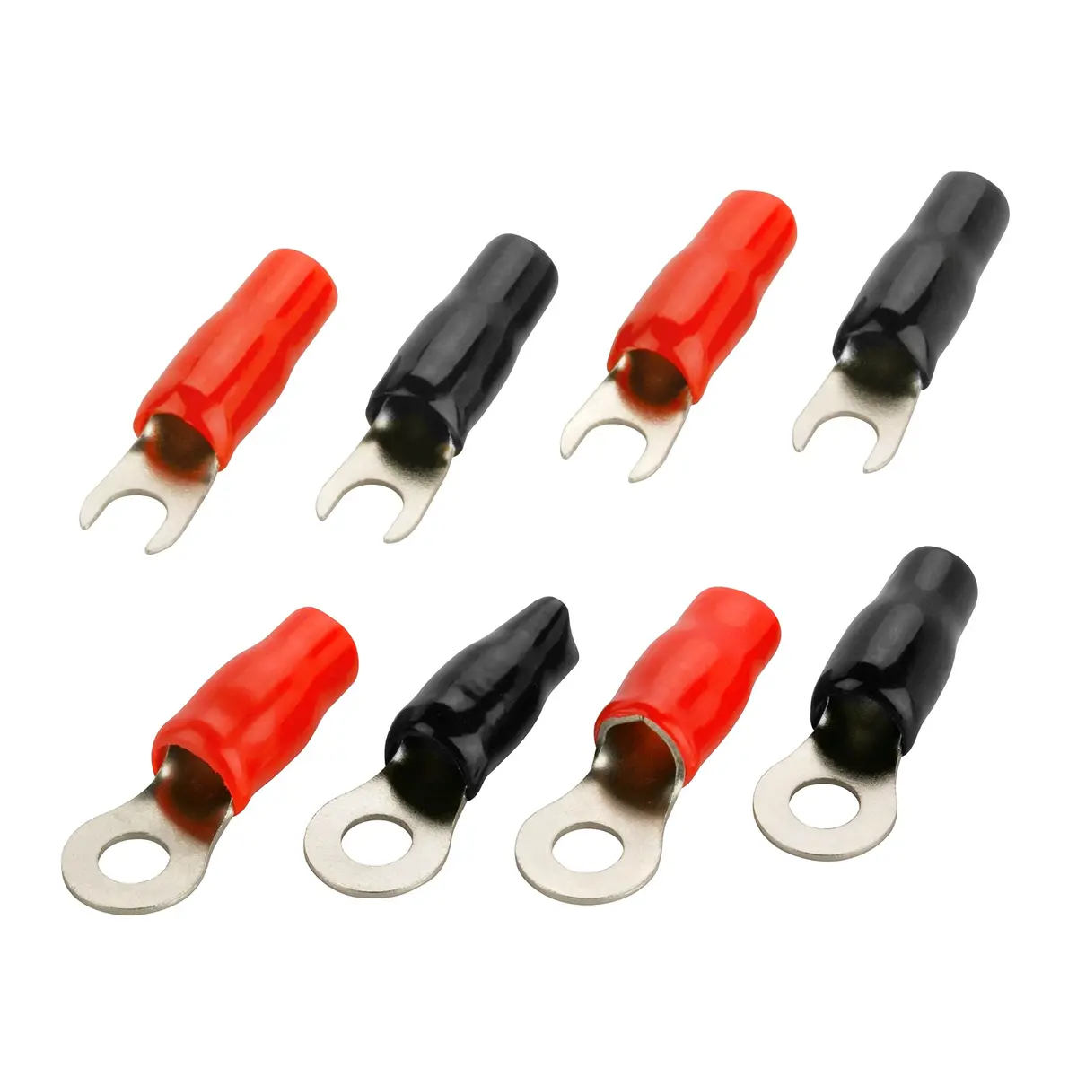 Truconnex Tcrtft-4 4 Gauge Crimp Nickel Plated Barrier Spade And Ring Terminals 1