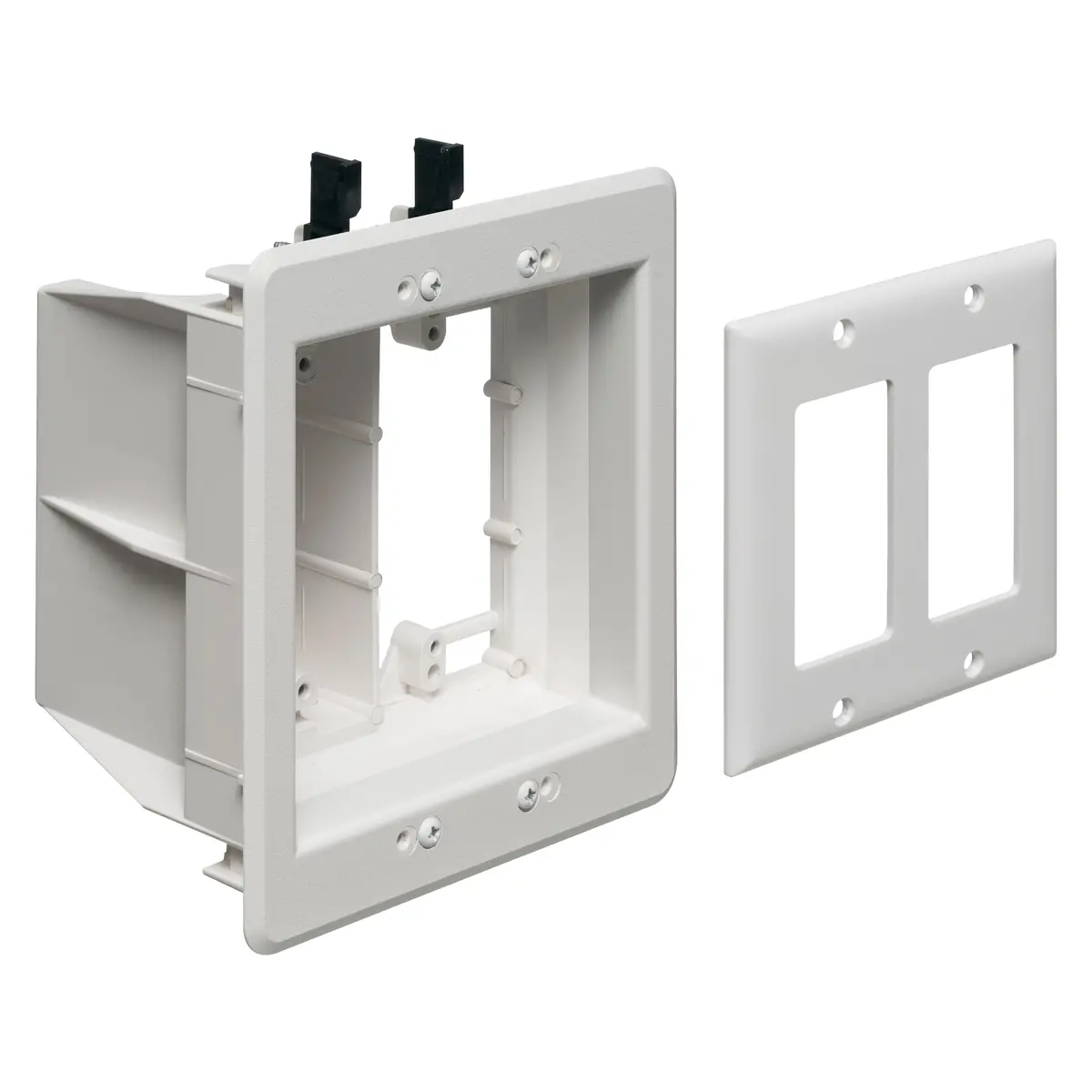 Arlington Tvbu505 2-Gang Recessed Tv Box Wall Plate Kit Paintable, White 1