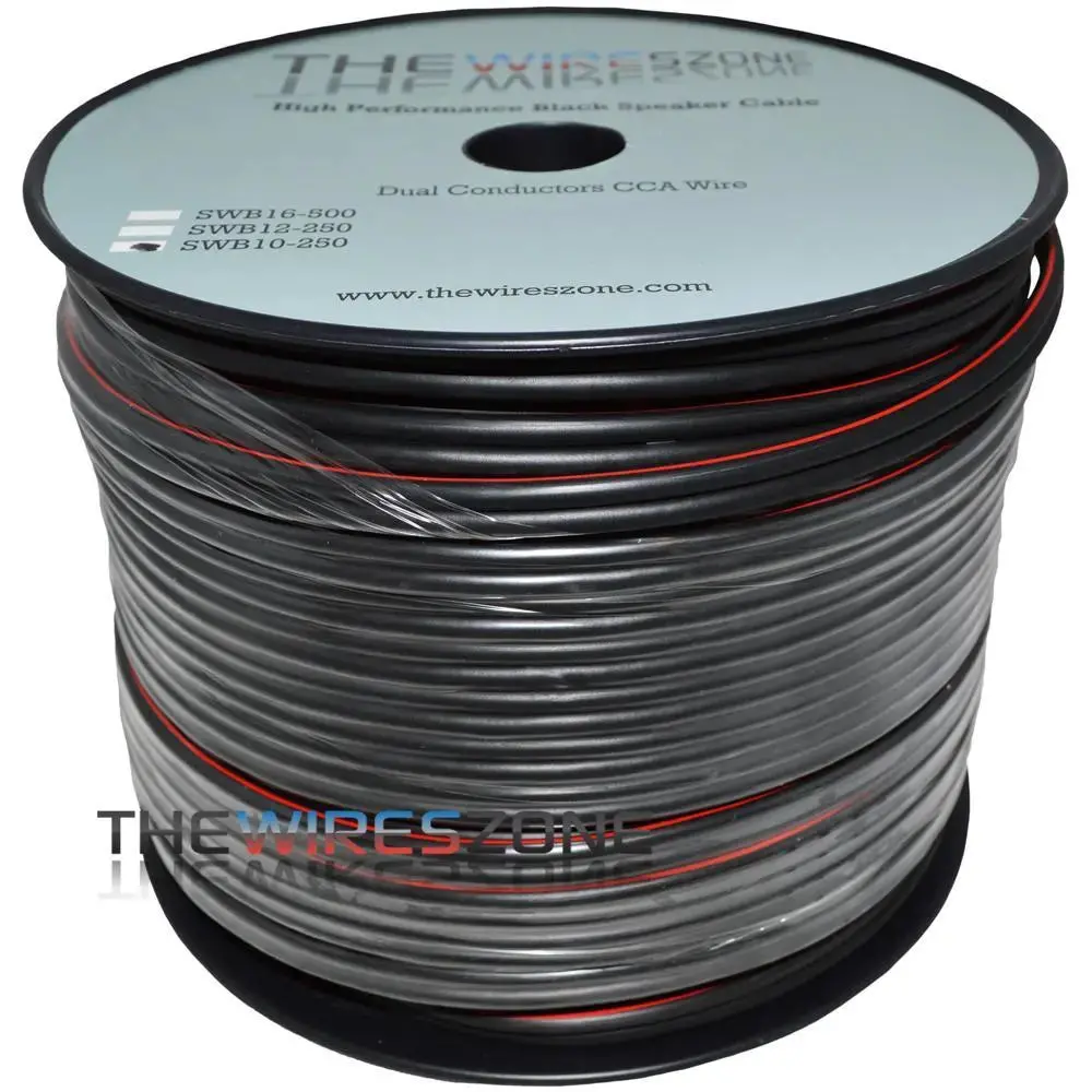 Twz Swb10-250 True 10 Gauge 250' Black Speaker Wire For Home/Car Audio 1