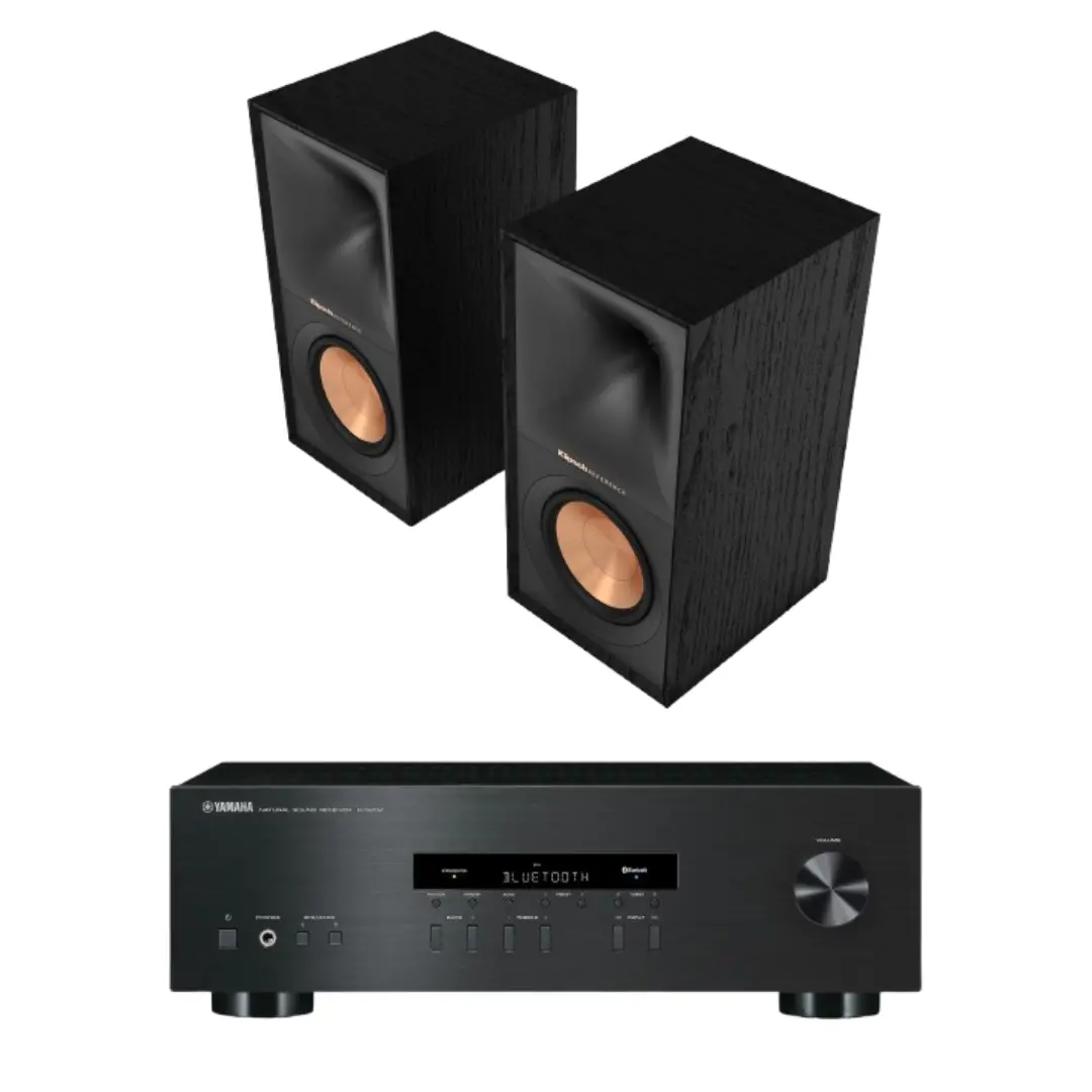Klipsch R-50M Bookshelf Speakers And Yamaha R-S202 2-Channel Stereo Receiver 1