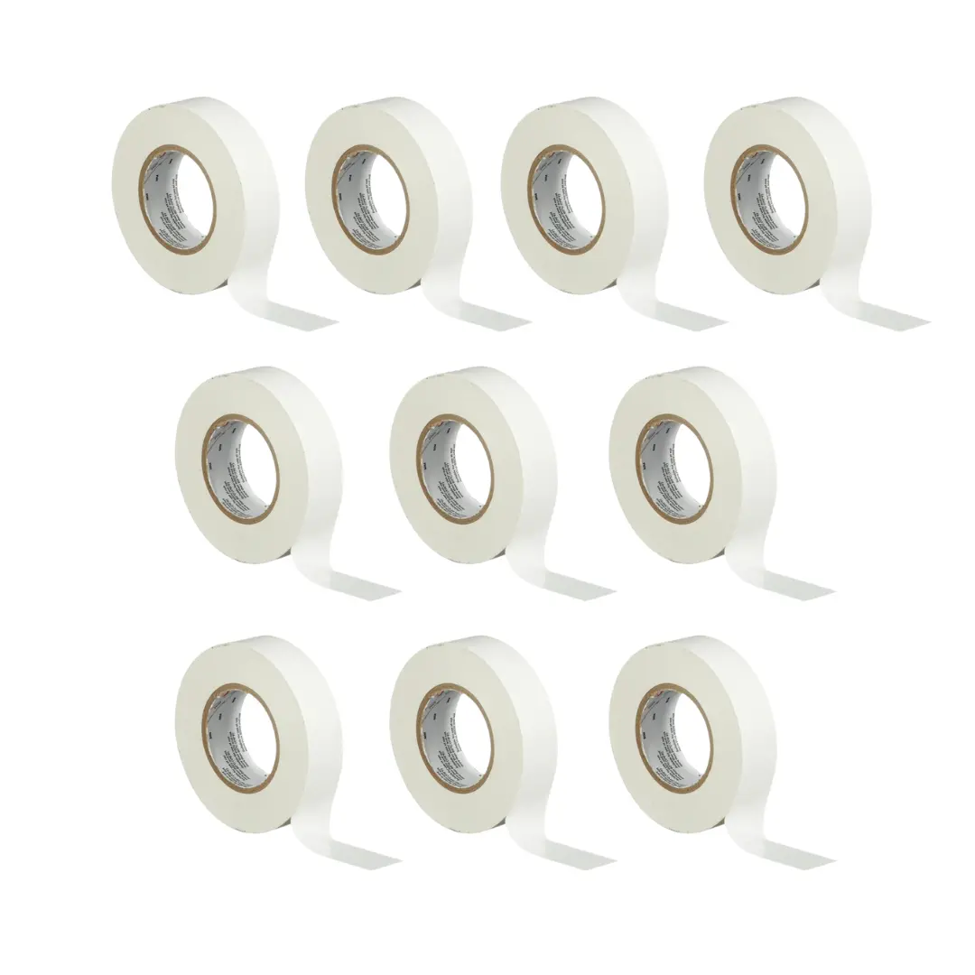 3M Temflex Multi-Purpose Vinyl Electrical Tape 165, White, 3/4 In X 60 Ft , 10 Roll Pack 1