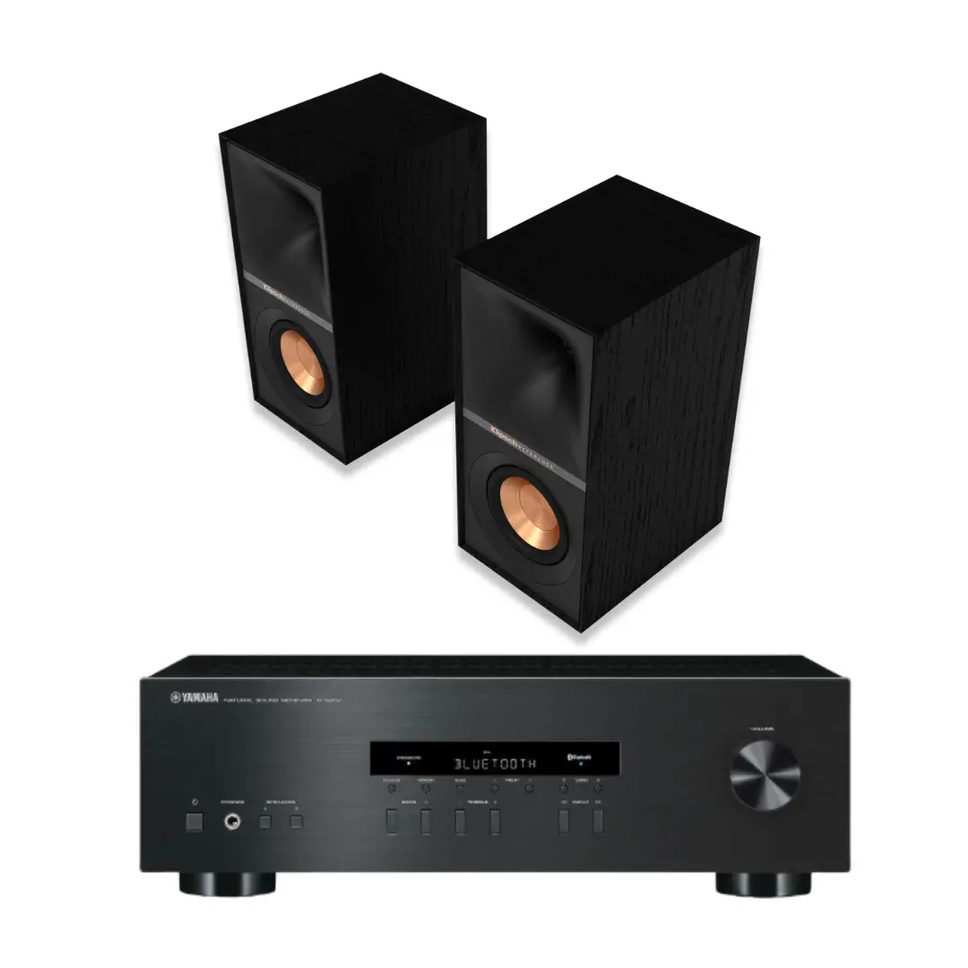 Klipsch R-40M Bookshelf Speakers With Bluetooth And Yamaha R-S202 Stereo Receiver With Bluetooth 1