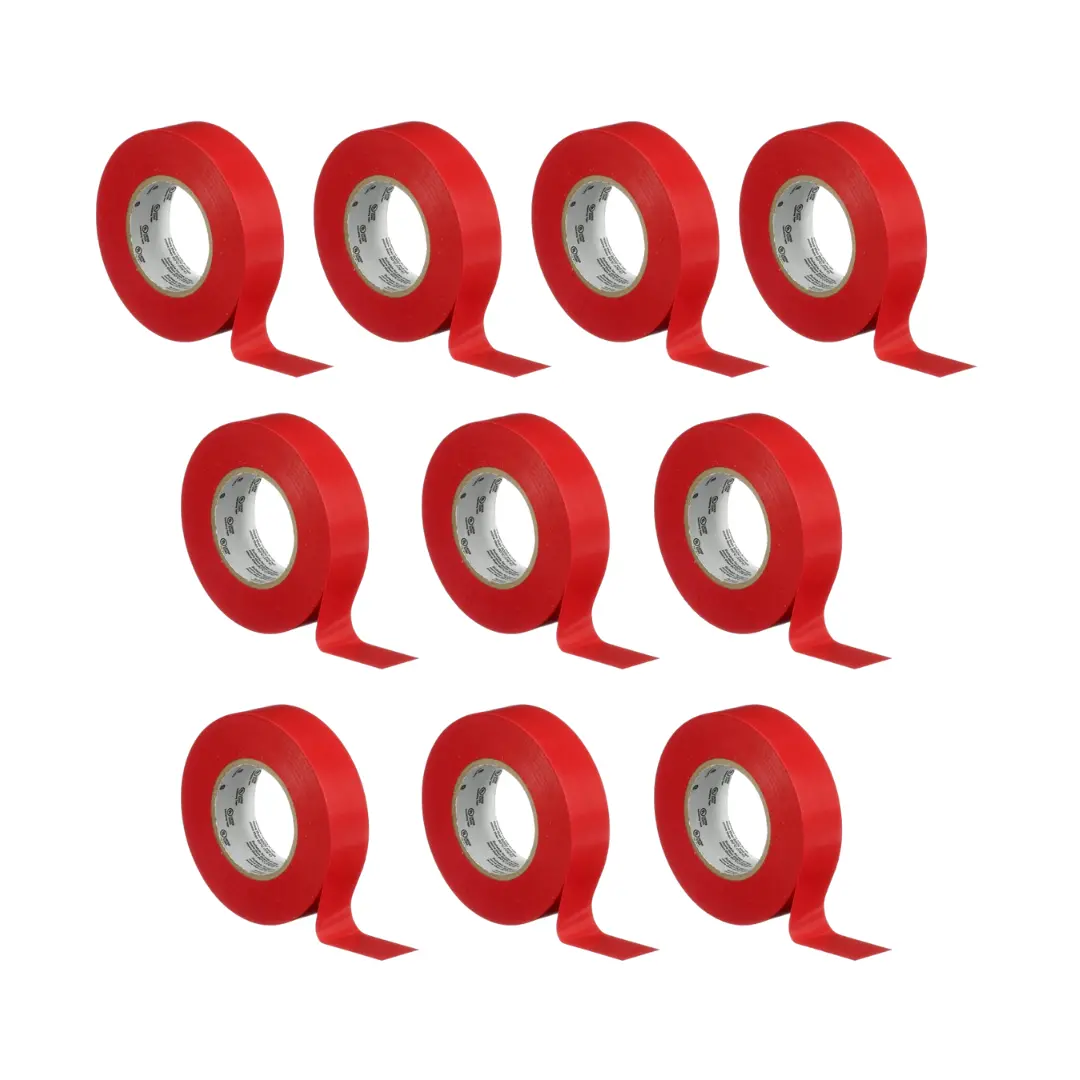 3M Temflex Multi-Purpose Vinyl Electrical Tape 165, Red, 3/4 In X 60 Ft, 10 Roll Pack 1