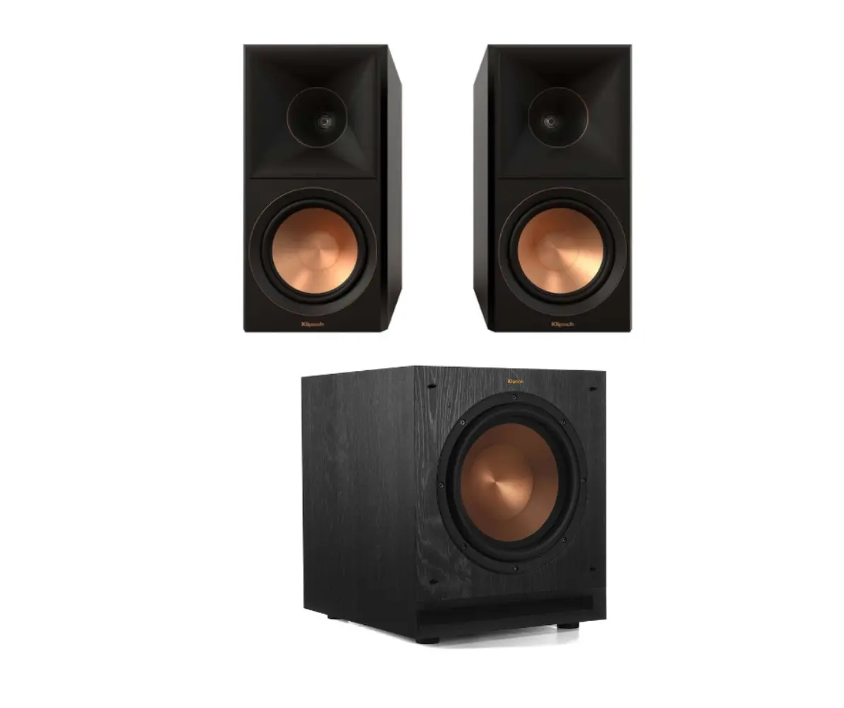 Klipsch Spl-100 Home Audio Powered Subwoofer Class D Amplifier And Klipsch Rp-600M Ii (Pair) Home Audio Bookshelf Speakers - Black 1