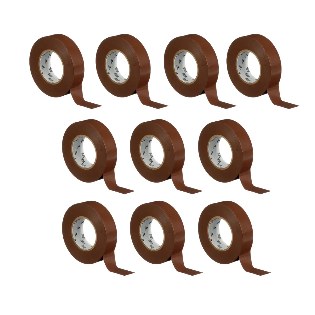 3M Temflex Multi-Purpose Vinyl Electrical Tape 165, Brown, 3/4 In X 60 Ft , 10 Roll Pack 1