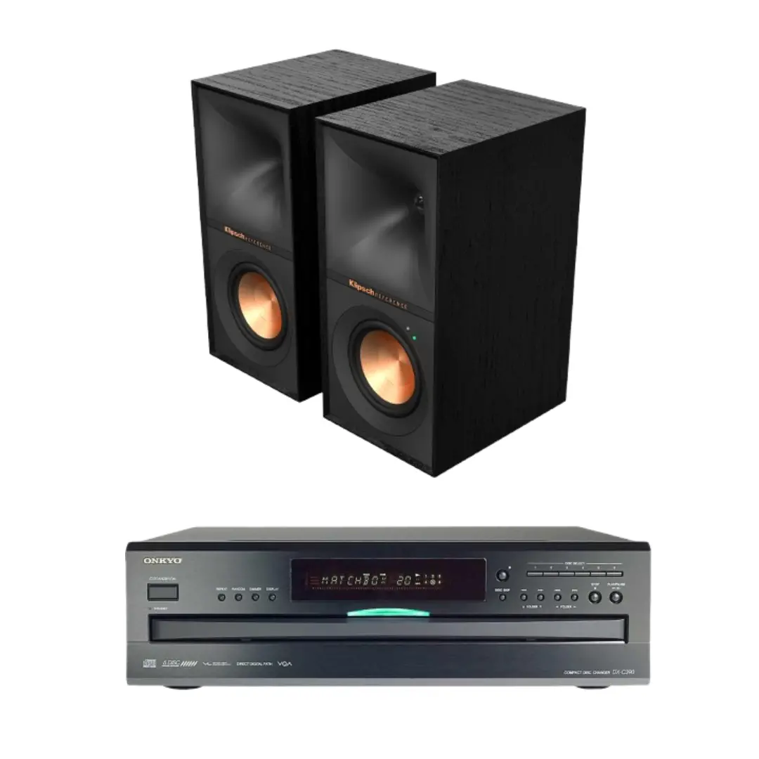 Klipsch R-40Pm Powered Bookshelf Speakers And Onkyo Dx-C390 6-Disc Carousel Cd Player 1