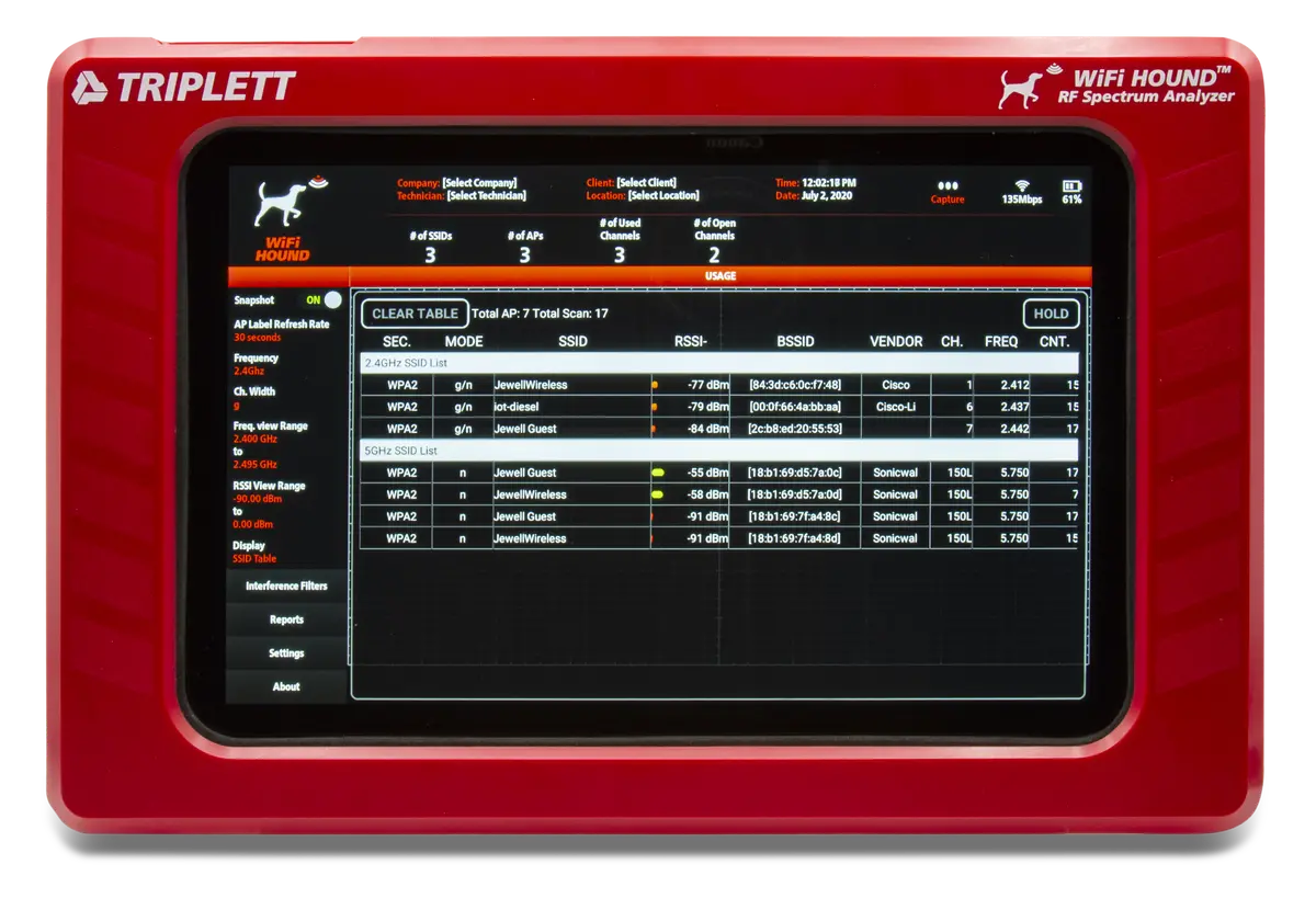 Wi-Fi Hound™ 2.4 Ghz & 5 Ghz Rf Spectrum Analyzer: See And Isolate Radio Interference, 2Mp Camera, Android 7.0 Os- (Wfhound) Not For Export - Us Sales Only 1
