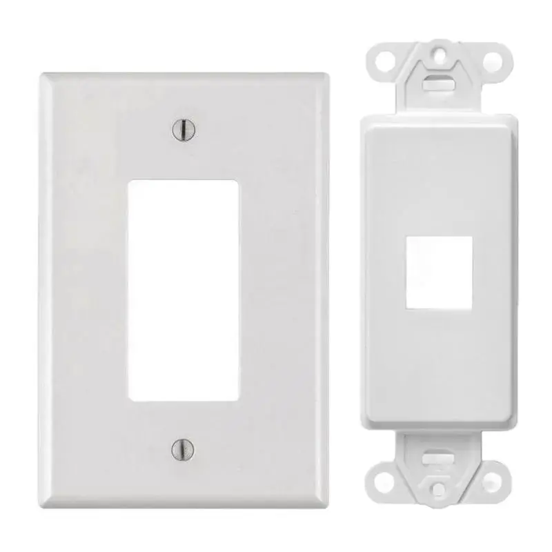 White 1-Port Decora Keystone Jack Wall Insert Cover Plate 1