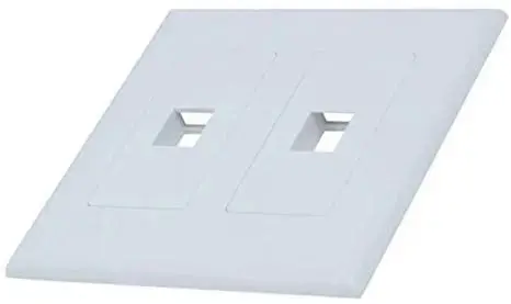 White 2-Gang 2-Port Screwless Keystone Jack Decora Wall Plate Insert 1
