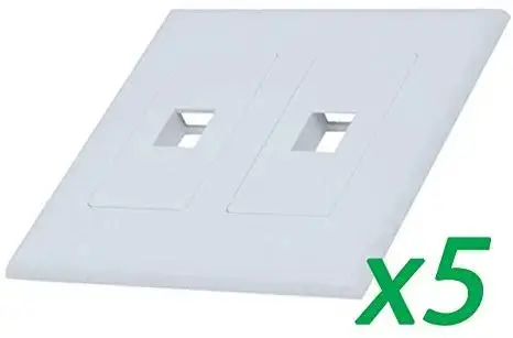White 2-Gang 2-Port Screwless Keystone Jack Decora Wall Plate Insert 3