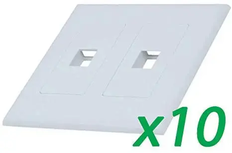 White 2-Gang 2-Port Screwless Keystone Jack Decora Wall Plate Insert 3