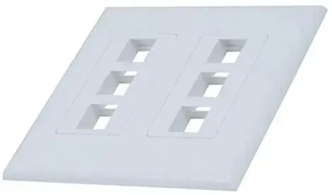 White 2-Gang 6-Port Screwless Keystone Jack Decora Wall Plate Insert 1