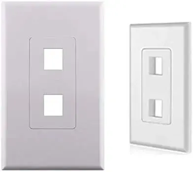 White 2-Port Screwless Decora Keystone Jack Wall Insert Cover Plate 1