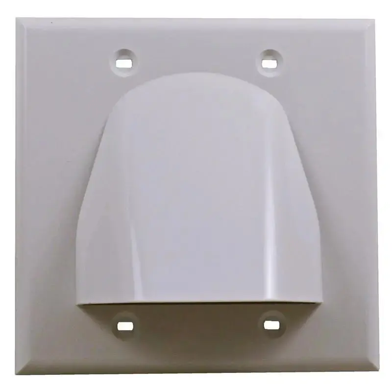 White Double-Gang Low Voltage Cable Pass Through Wall Face Plate 1