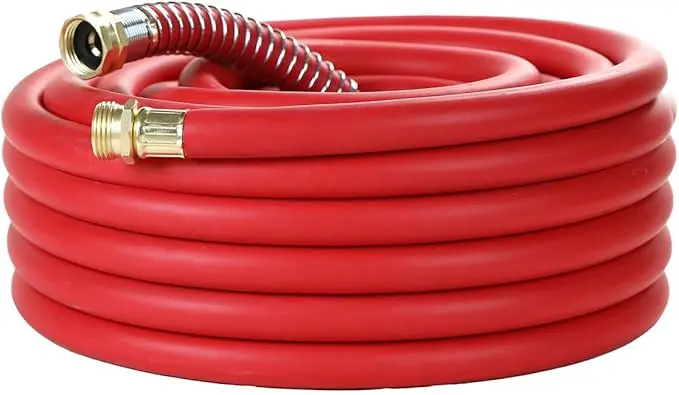 25Ft 5/8 Heavy Duty Rubber Garden Hose, Red 1