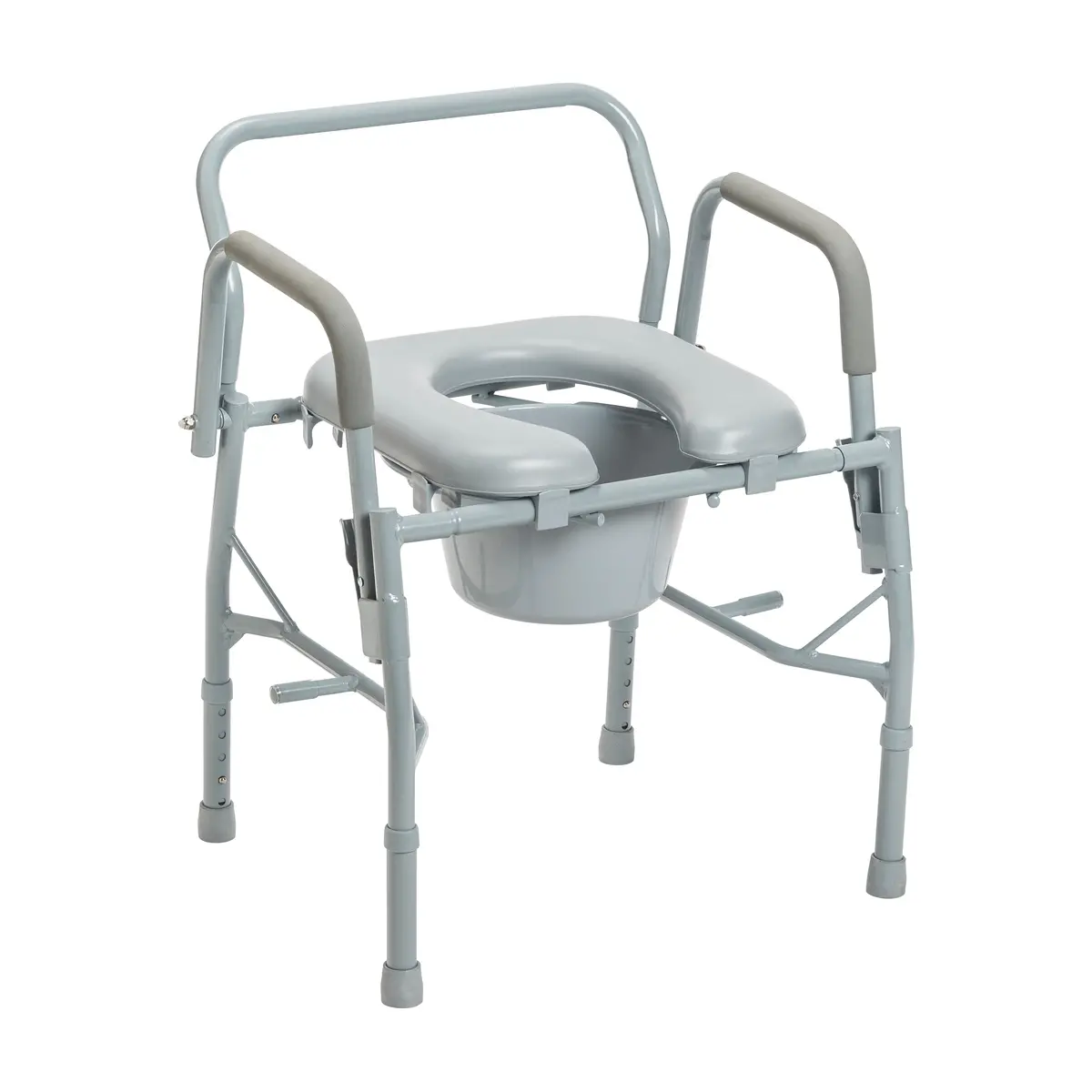 Steel Drop Arm Bedside Commode With Padded Seat And Arms 1