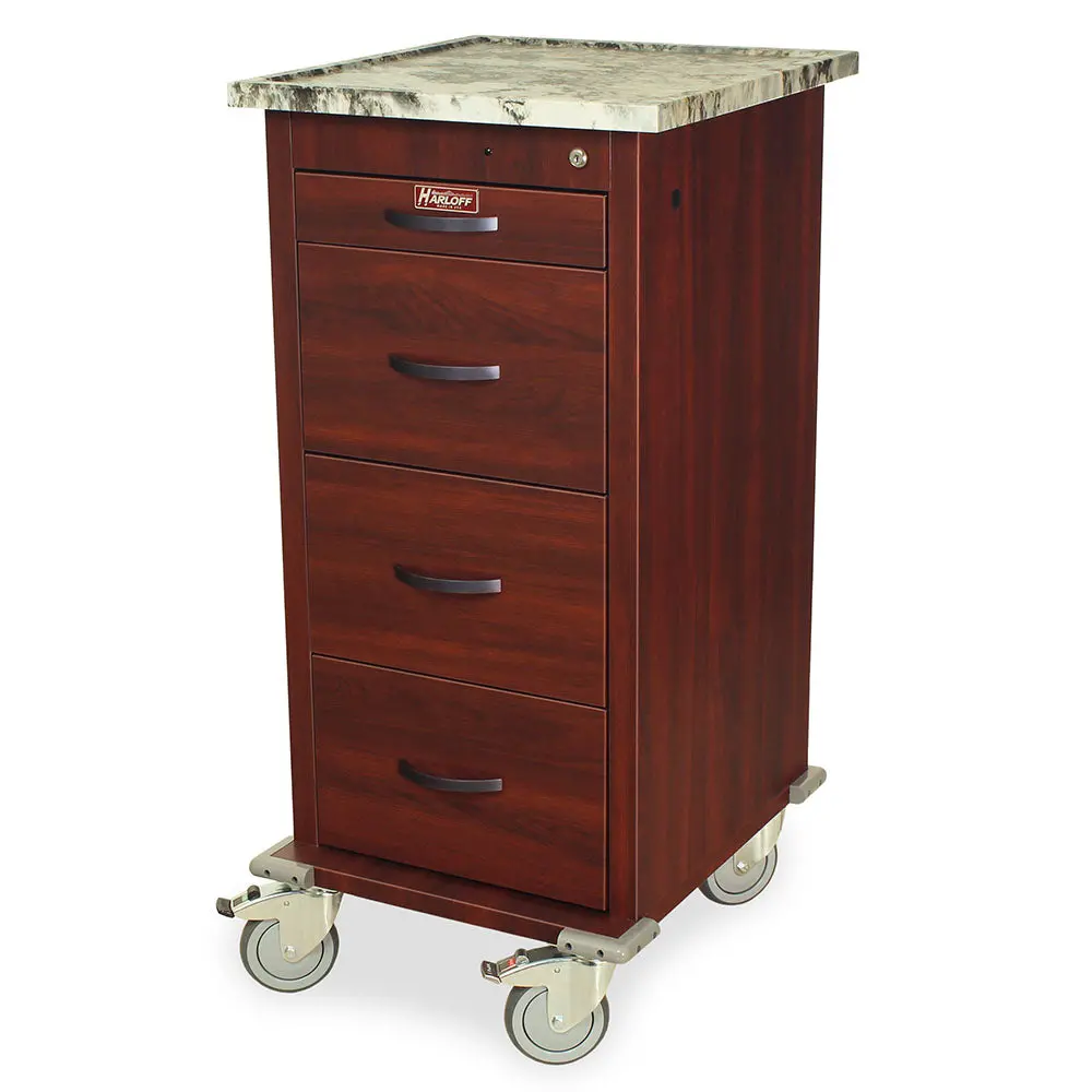 Wood Vinyl 240 Capacity Punch Card Medication Cart 1