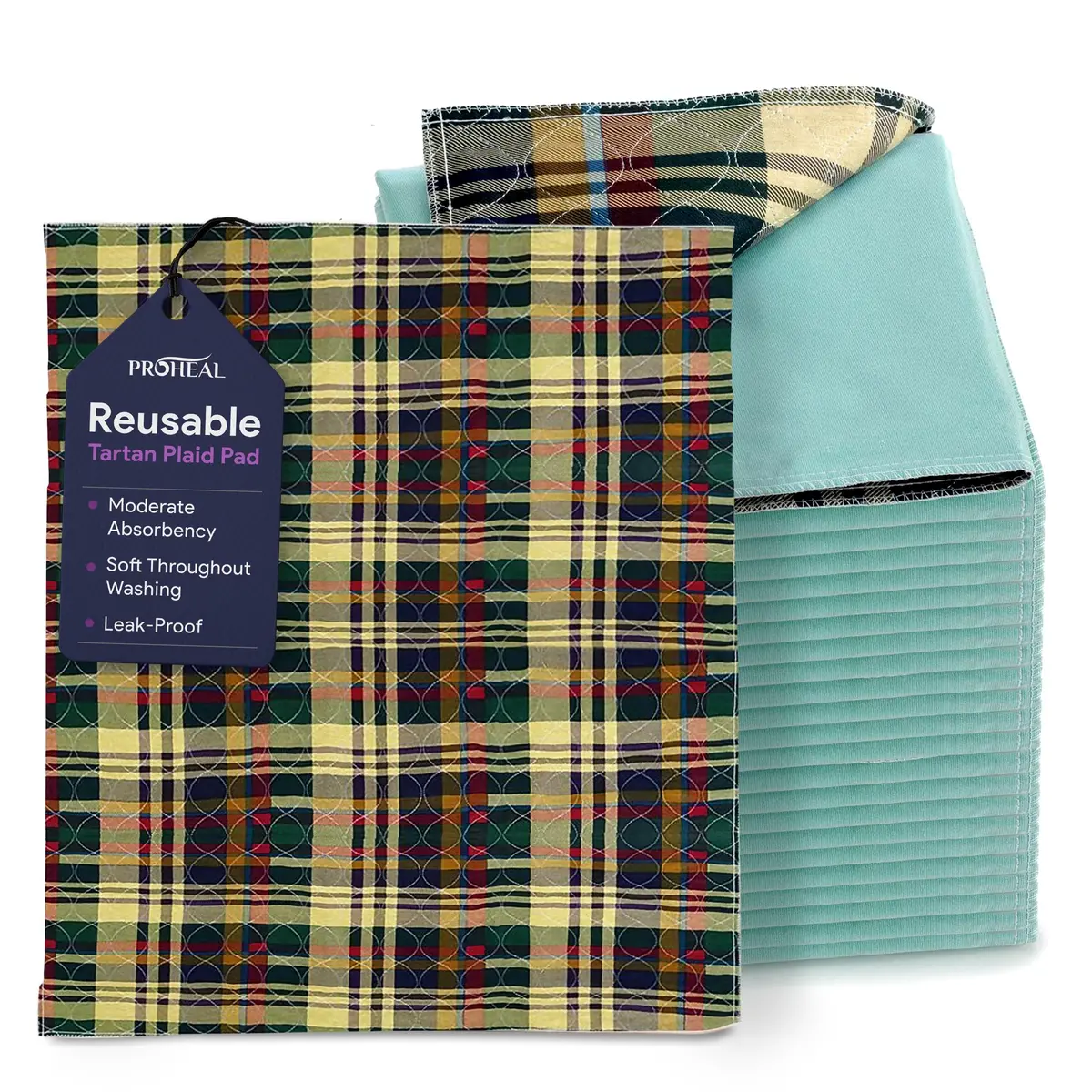 Tartan Print Reuseable Underpads, 18" X 24" 1