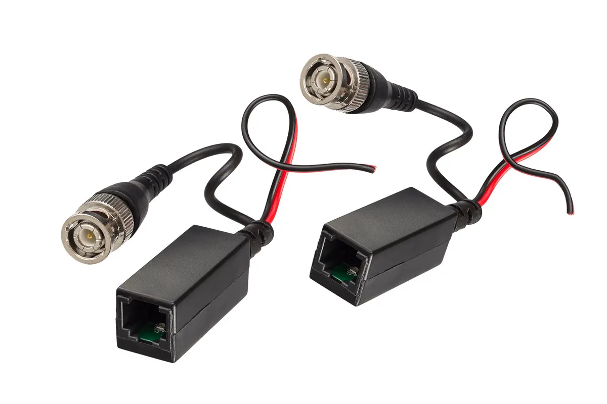 Cctv Balun, Bnc Male With Power Lead, Rj45 Female, 1 Pair - (Bln-Pvrj452) 1
