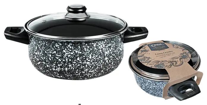 One Cinsa Artesenal Handcraft Enameled 2.3L/4.5Qt Dutch Oven W/ Glass Lid 1