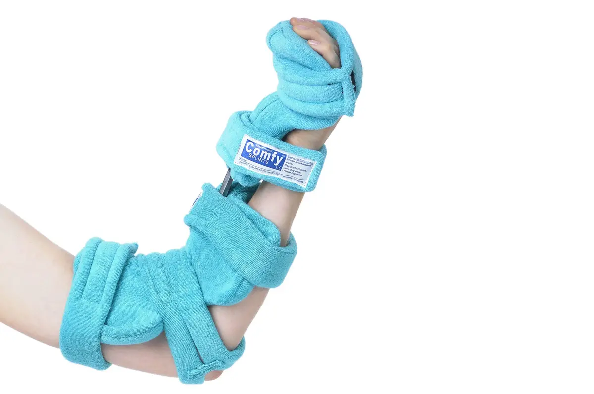 Pediatric Terry Cloth Spring Loaded Goniometer Elbow Splint W/Full Hand Attachment 2