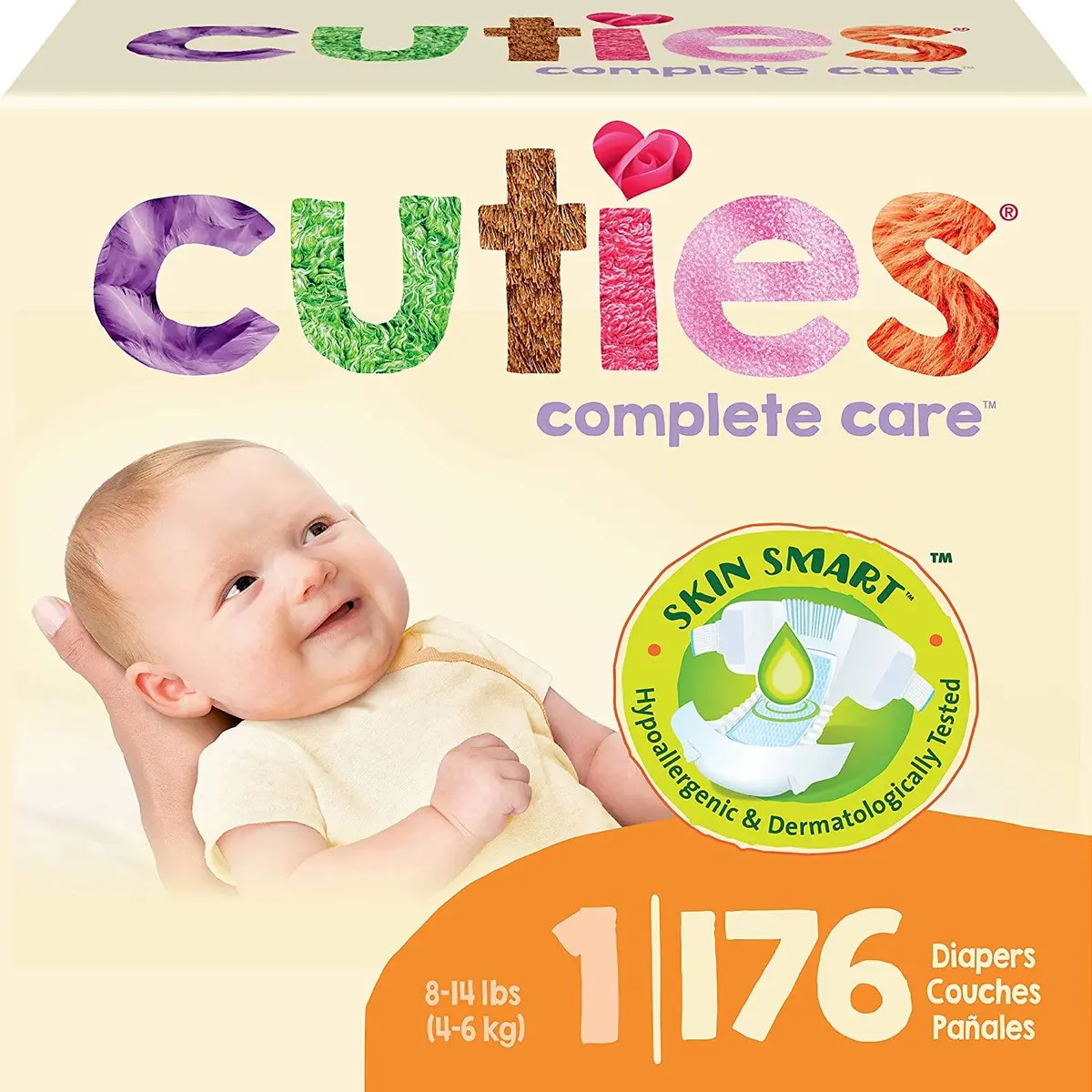 Cuties Complete Care Baby Diapers – Size 1 4 Bags Of 50 (200 Ct.) 2
