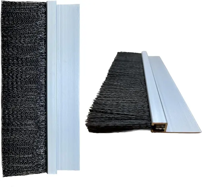 1.5 In. Nylon Brush Seal Weatherproofing, 1.5 In. Brush Seal X 1.0 In. Straight Holder X 8 Ft Long 1