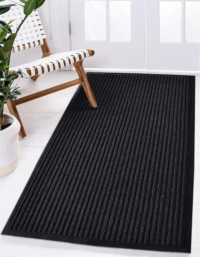 Extra Long Rubber Door Mat - 4X6 Ft, Heavy Duty, All-Weather Indoor/Outdoor, Easy To Clean, Waterproof, Low-Profile Design, Black 1