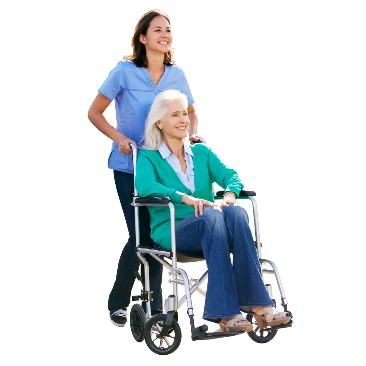 19” Lightweight Foldable Transport Chair - Silver Steel Frame With Nylon Seats 1