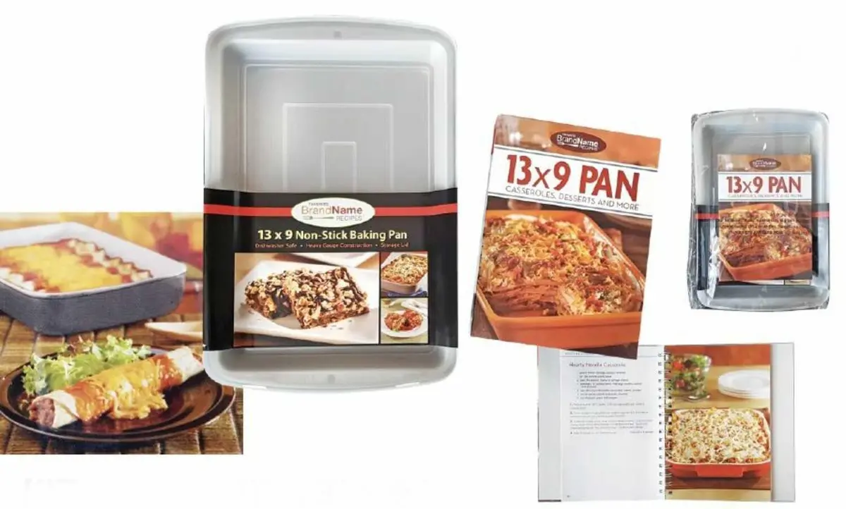 Kitchen Envy 3 Piece Set - 13"X9" Non-Stick Banking Pan, Lid W/ Cookbook 1